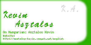 kevin asztalos business card